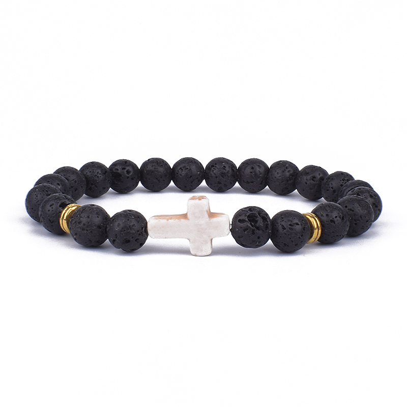 트렌디한 예수 십자가 매력 블루 터키석 남자 팔찌 블랙 - Yoga Fitness Tracker 리뷰 및 가격